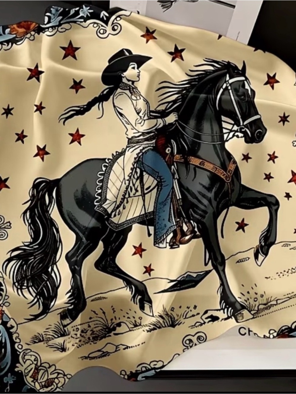 Western Cowgirl Star Square Scarf | Vintage Rodeo Style